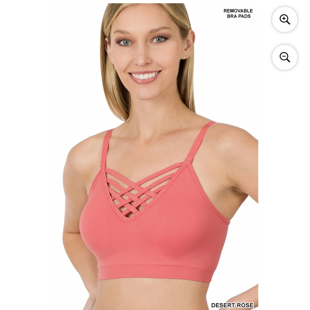 Zenana Outfitters Hot Pink Strappy Sports Bra